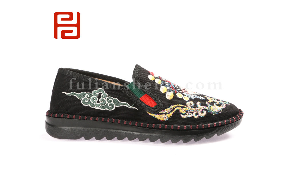 福連升春款女士刺繡臉譜社會鞋養(yǎng)生民族風(fēng)老北京布鞋圖片