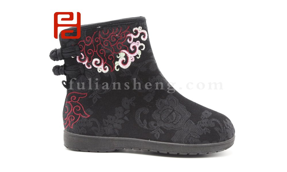 福連升老北京布鞋2020冬季新款民族風(fēng)中國風(fēng)繡花印花舒適短靴圖片