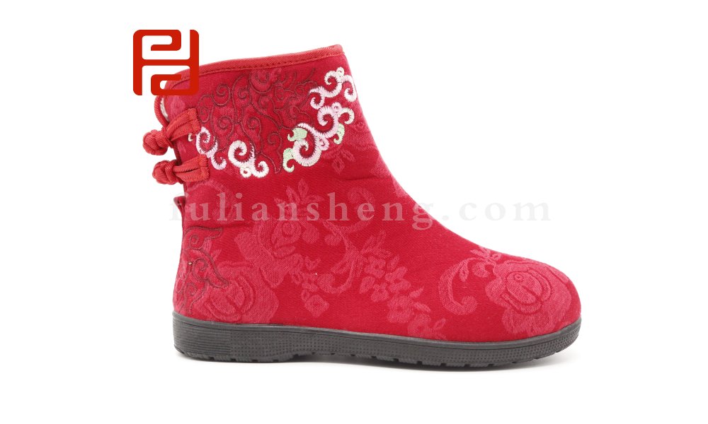 福連升老北京布鞋2020冬季新款民族風(fēng)中國風(fēng)繡花印花舒適短靴圖片