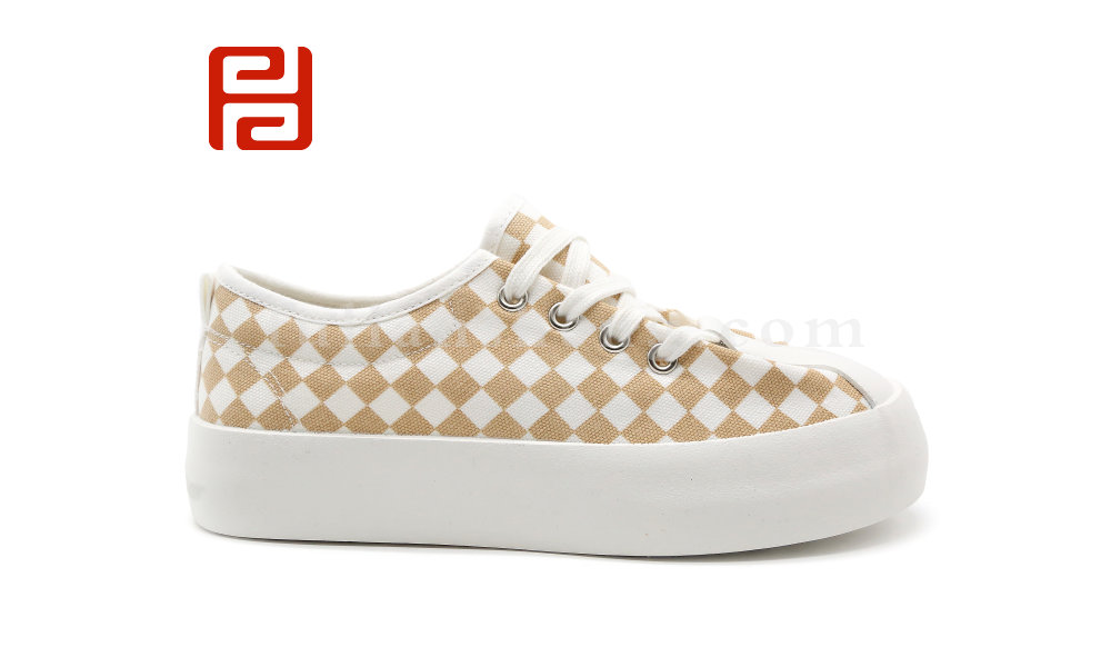 福連升夏季女鞋板鞋自由撞色棋盤格厚底舒適透氣鞋子