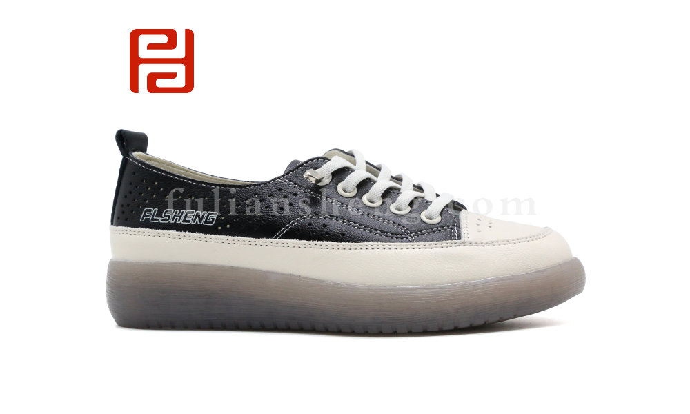 福連升夏季女鞋休閑生活休閑鞋皮面果凍底鞋子