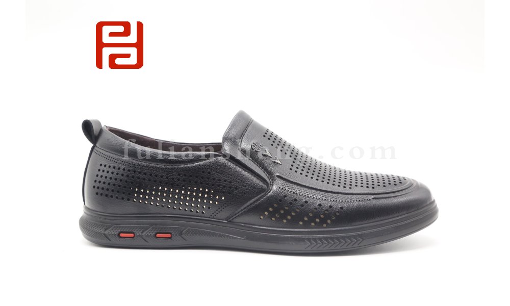 福連升夏季打孔商務工作男鞋輕便舒適透氣棉麻內里圖片