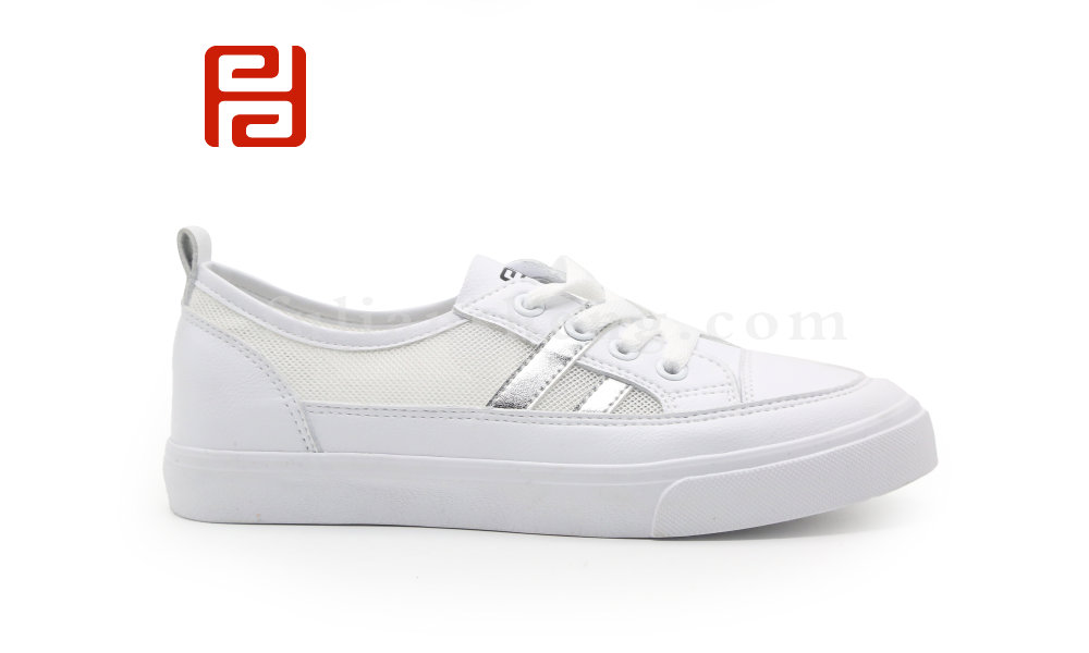 福連升夏季休閑板鞋透氣網布低幫平底學生小白鞋女鞋圖片