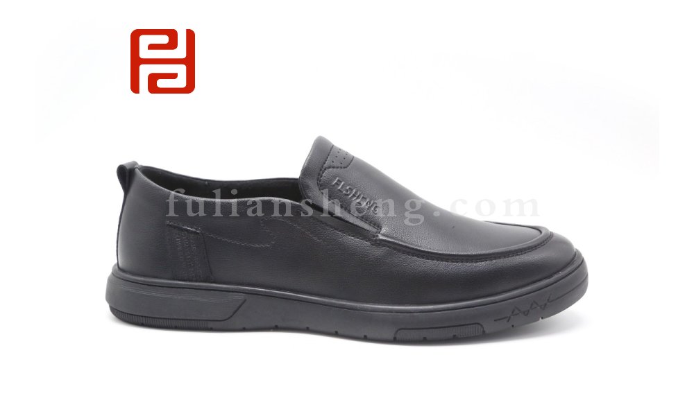 福連升中年商務(wù)工作正裝休閑男單鞋黑色皮鞋舒適軟底圖片