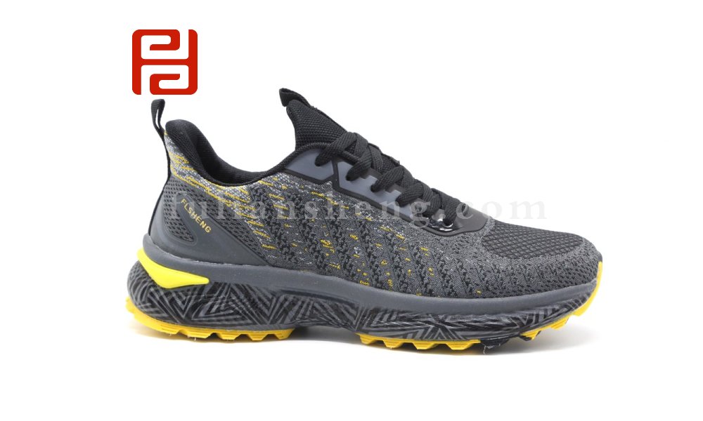 福連升秋季戶外休閑運(yùn)動旅游鞋防滑透氣拼色飛織男鞋