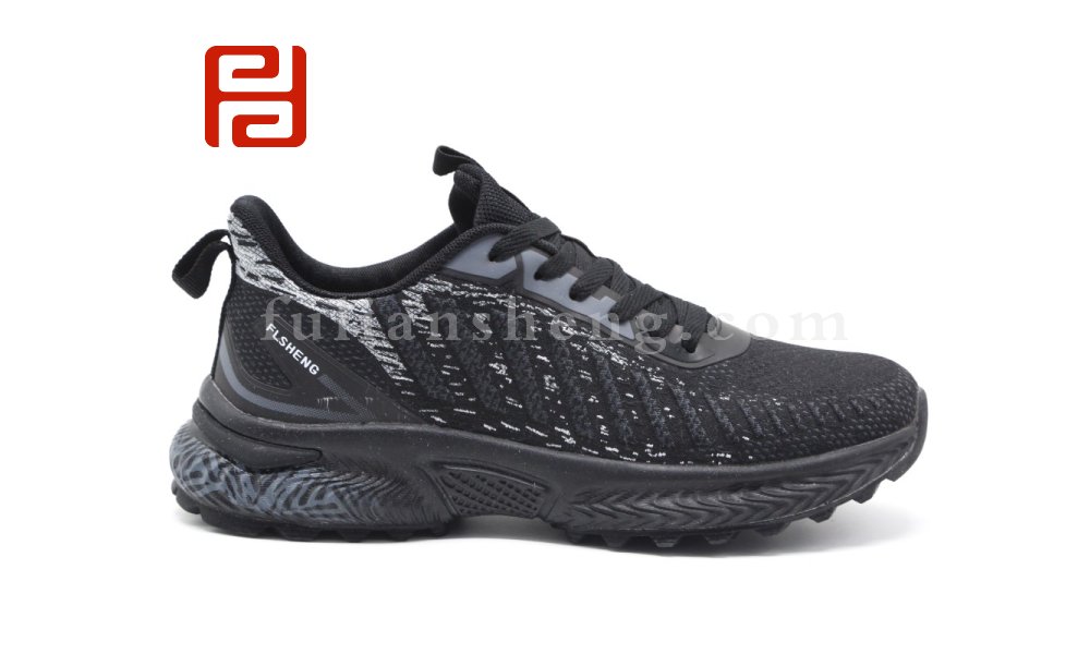 福連升秋季戶外休閑運(yùn)動旅游鞋防滑透氣拼色飛織男鞋