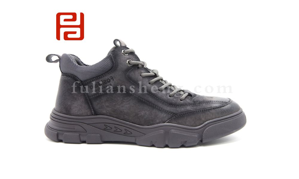 福連升休閑鞋冬加絨男鞋工裝風靴子皮面男靴圖片